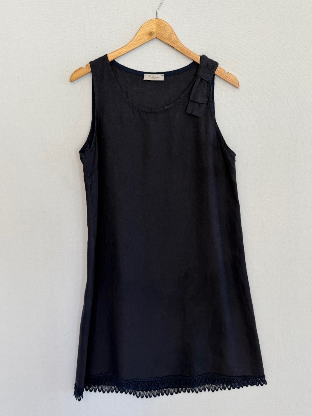 BELLA UMBRA Women’s Large Dark Blue 100% Linen Tank Shift Dress